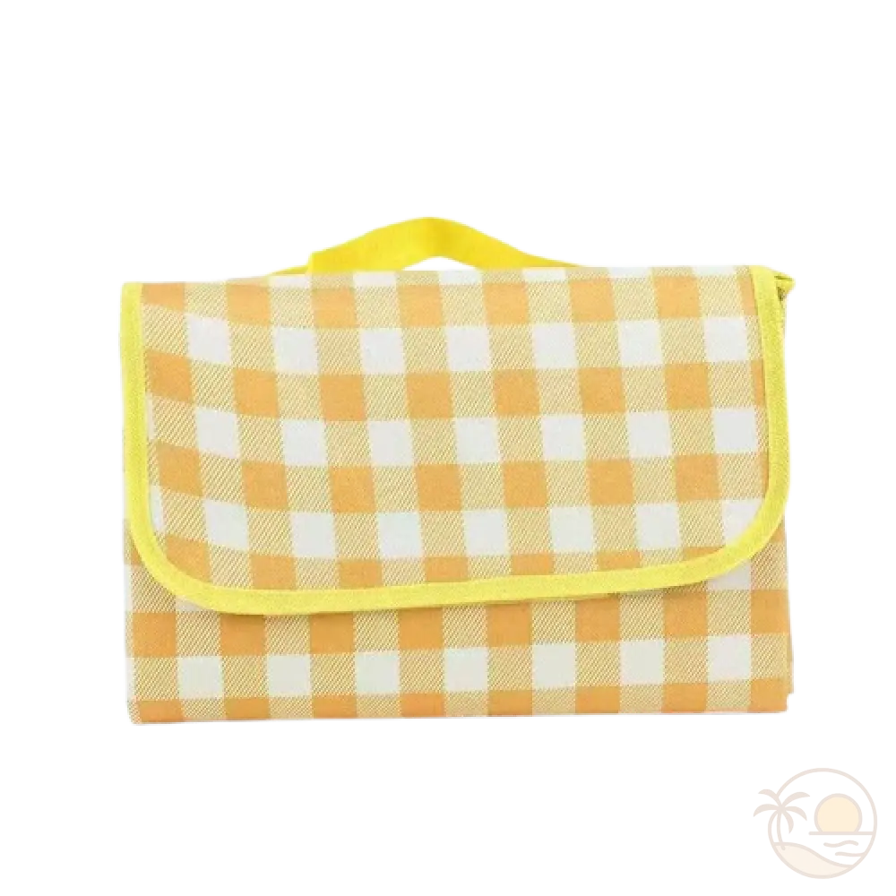 tapis de plage jaune plie