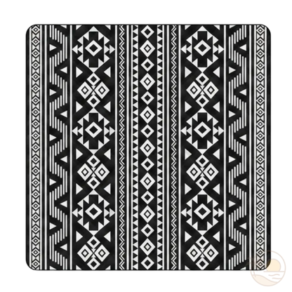 tapis de plage pliable ethnique gris et blanc