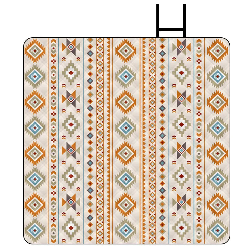 tapis de plage pliable ethnique ocre
