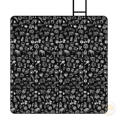 tapis de plage pliable icones noir et blanc