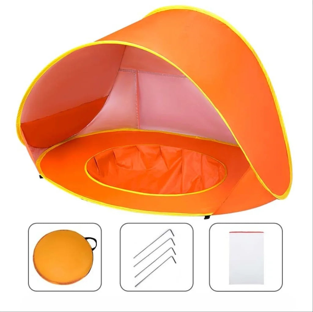tente de plage bebe orange