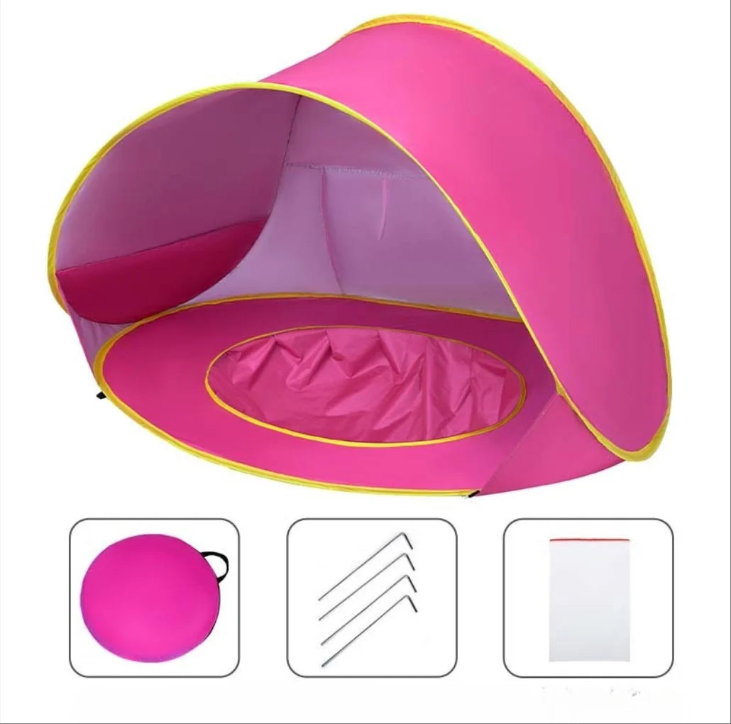 tente de plage bebe rose