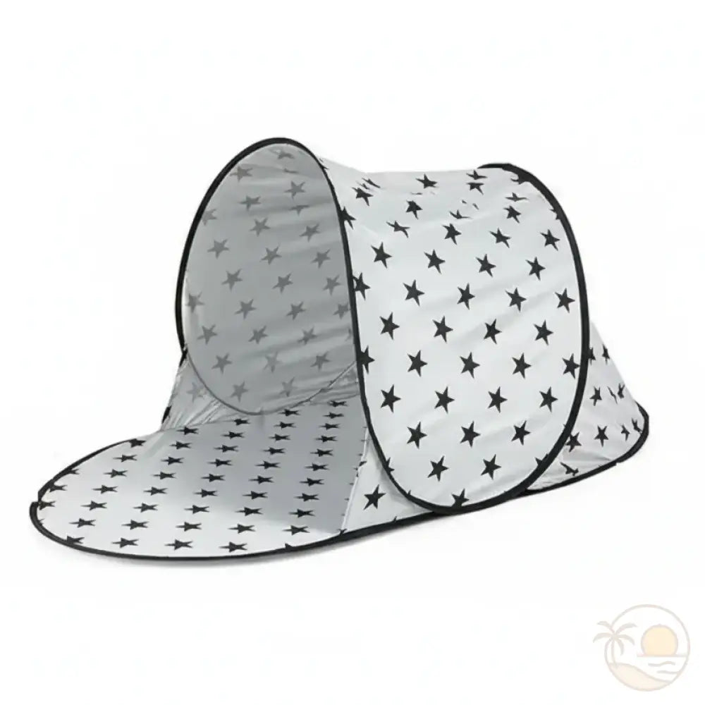 tente de plage pliable blanche motif etoiles