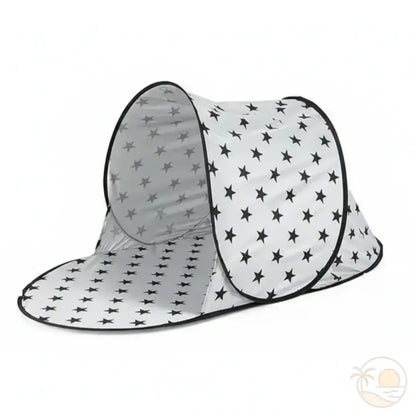 tente de plage pliable blanche motif etoiles