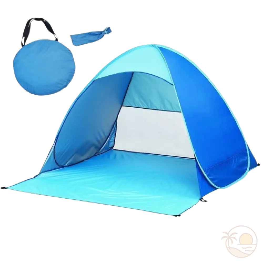 tente de plage pop up bleue housse