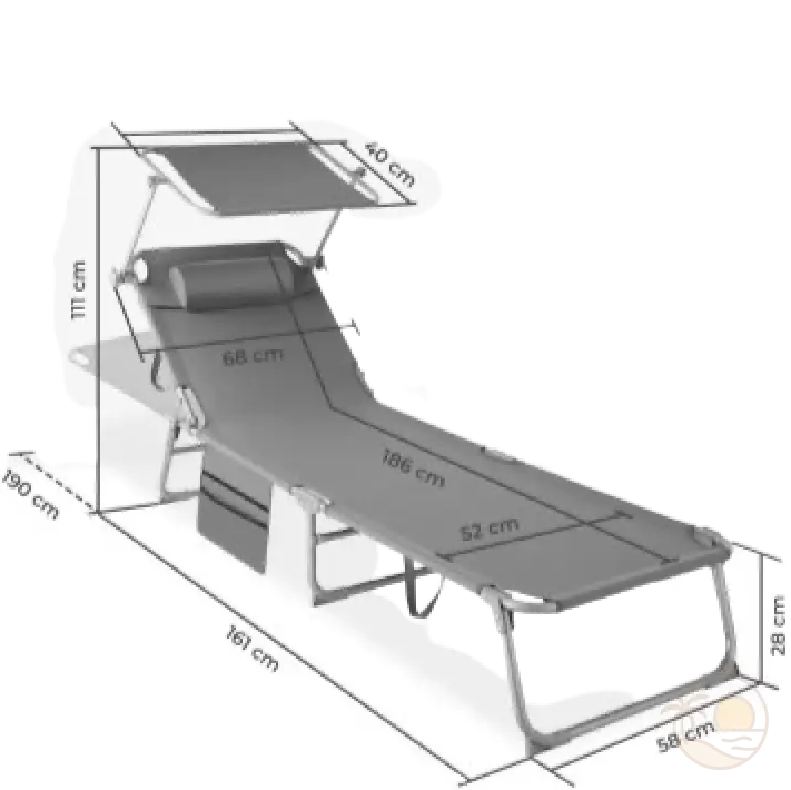 transat de plage dimensions plie deplie