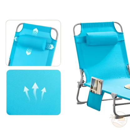 transat pliable de plage bleu caracteristiques