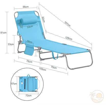 transat pliable de plage bleu dimensions