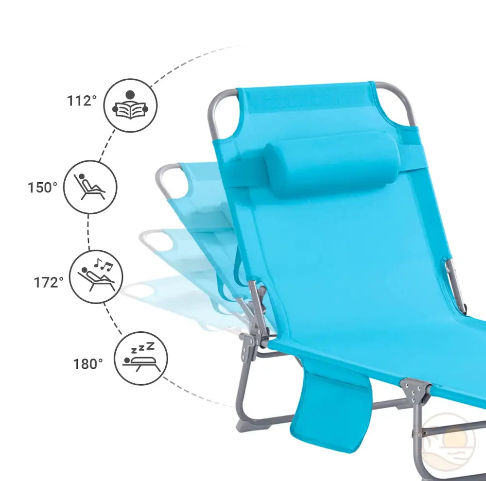 transat pliable de plage bleu inclinaisons
