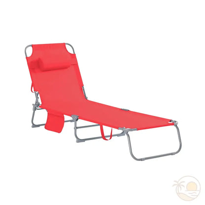 transat pliable de plage rouge