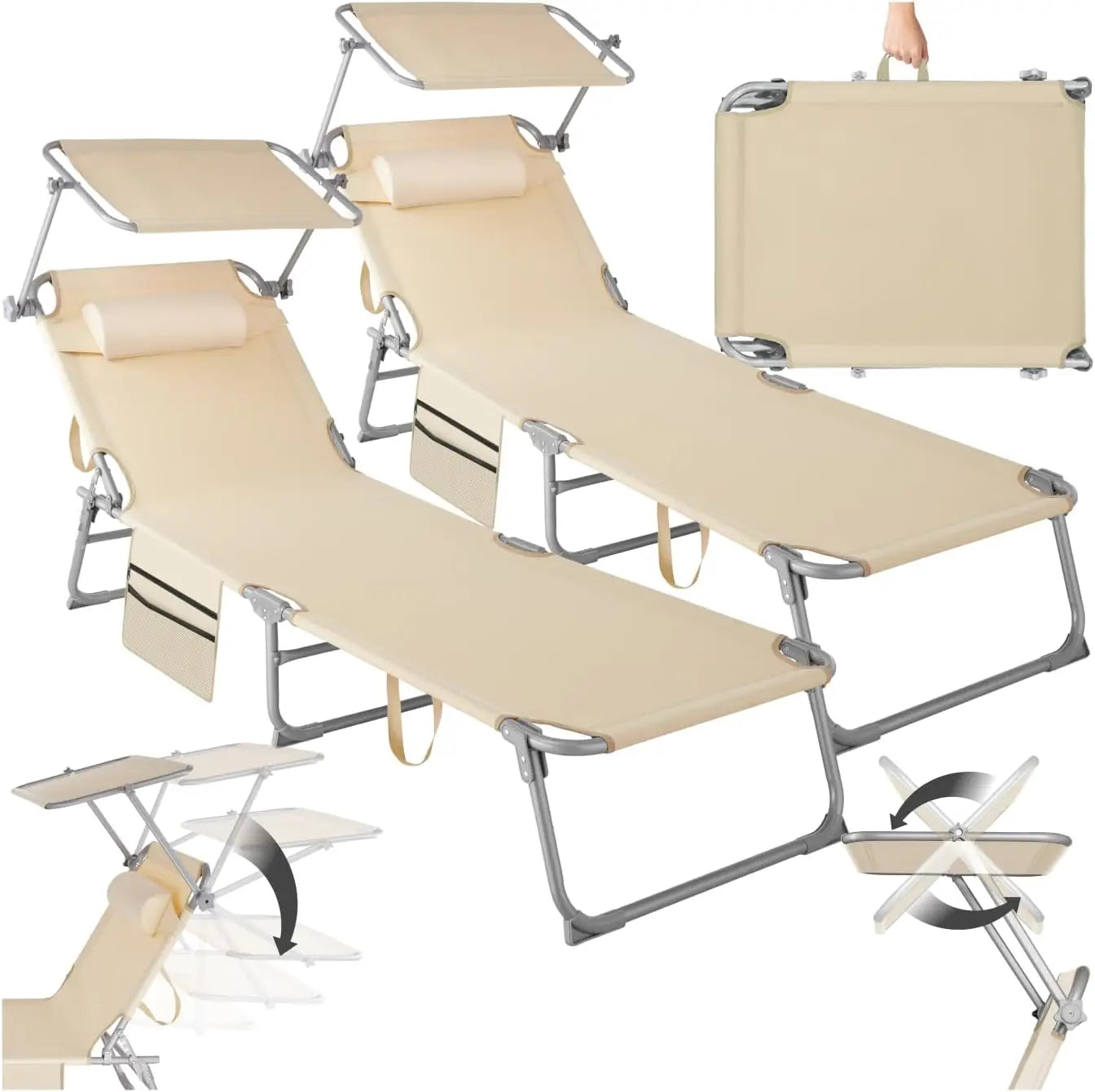 transats de plage beige