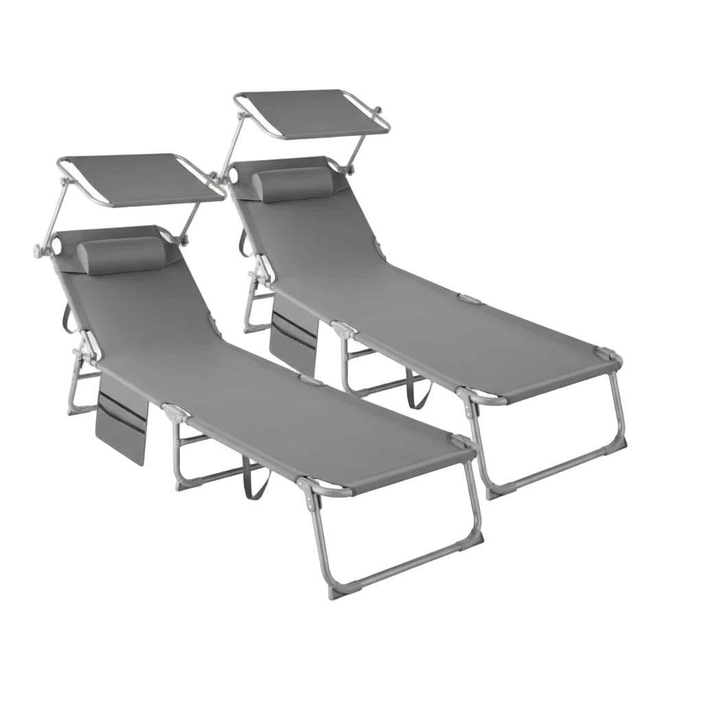 transats de plage gris deux