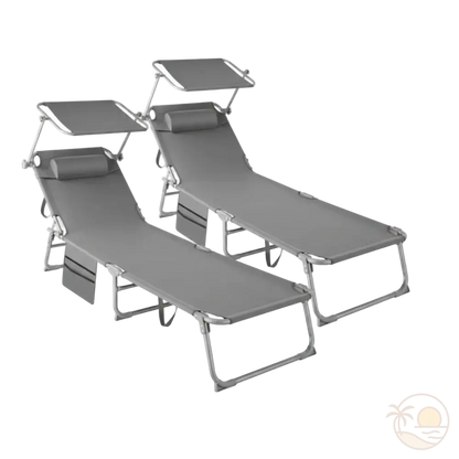 transats de plage gris deux