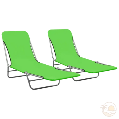 transats de plage pliants verts