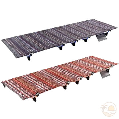 transats de plage ultra legers pliables bleu rouge