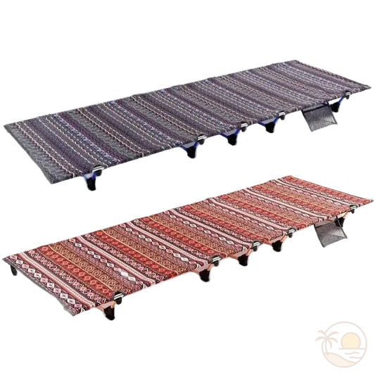 transats de plage ultra legers pliables bleu rouge